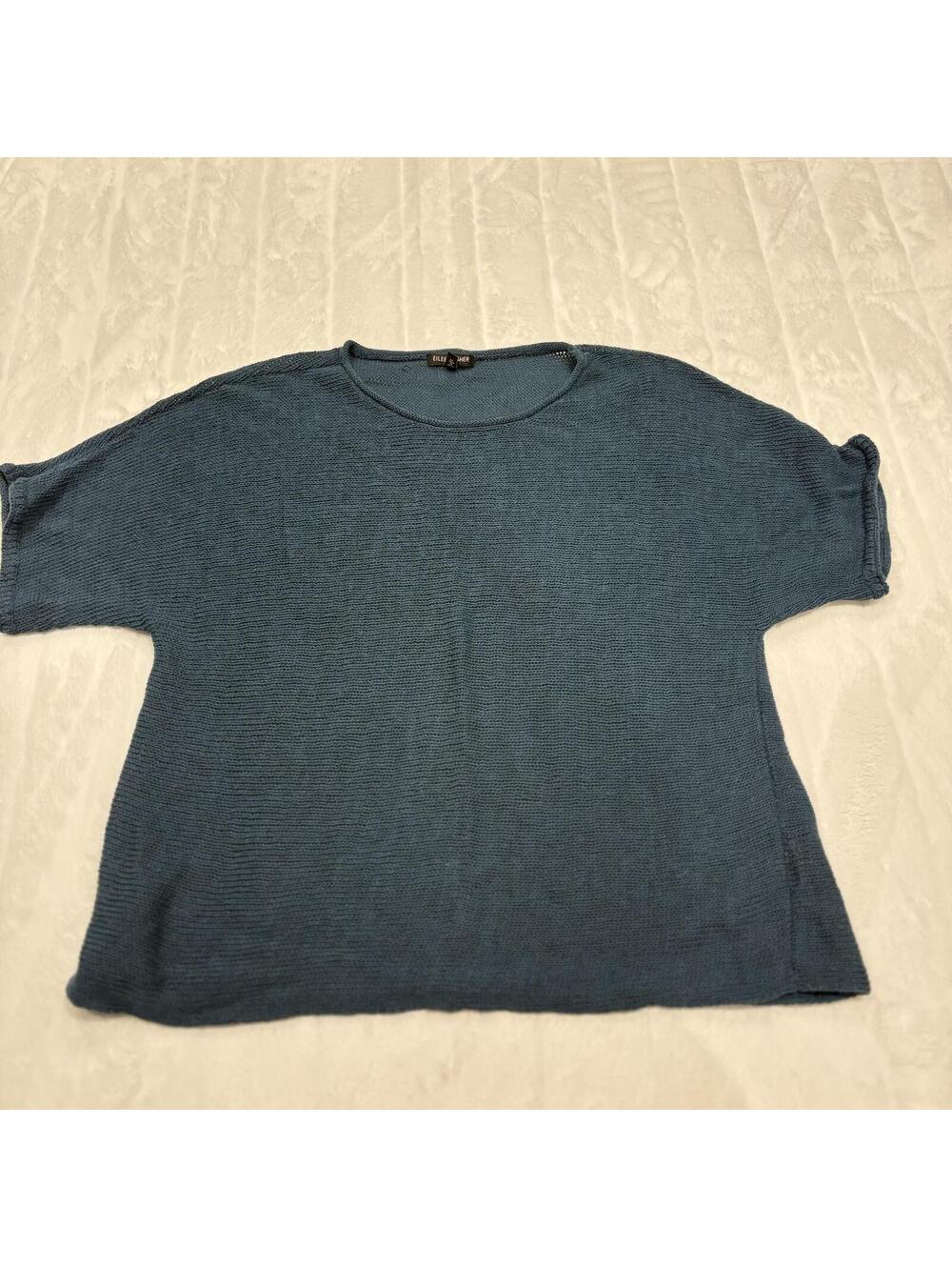 Eileen Fisher Women's Small Blue Wool Italian Yarn Knit Sweater Soft Comfortable